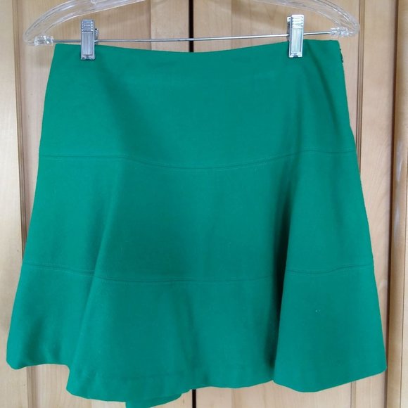 Kelly Green Wool Skater Skirt - Picture 1 of 4